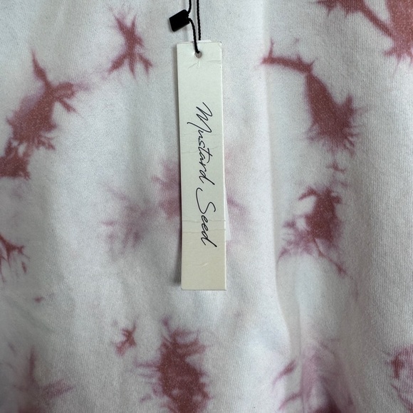 Mustard Seed NWT Distressed Tye Dye Pink Sweatshirt Open Shoulder Seam Cropped M - Picture 5 of 5